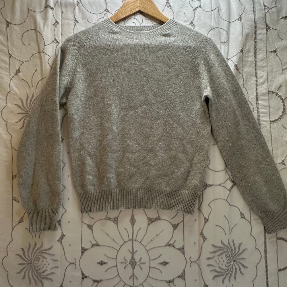 Sunspel Grey Lambswool Crewneck Sweater Made in Scotland XS